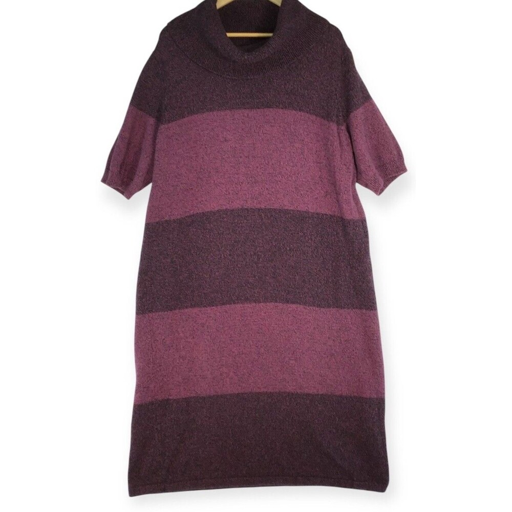 Woman Within 2x Sweater Dress Womens 26/28 Wine Burgundy Ombre Midi